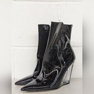 new 5.5 Stuart Weitzman Lucite 105mm Ankle Boots - Black pointed toe clear heel